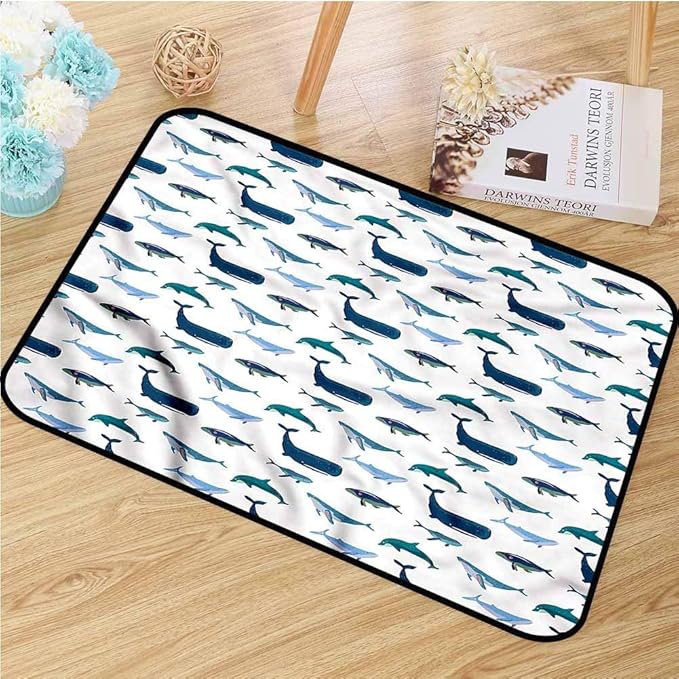 TBRfine Whale, Bath Mat, Swimming Marine Animals, Door