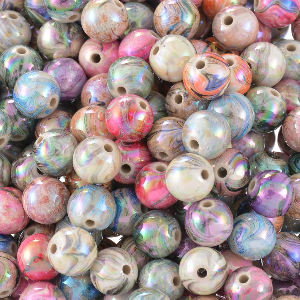 Souarts Multicolor Acrylic Round ball Loose Beads 8mm Pack of 300pcs