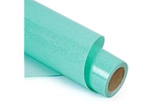 RENLI·TONG RENLITONG Glitter Teal Heat Transfer Vinyl Rolls HTV Vinyl - 12" x 8ft Teal Glitter HTV Vinyl for Shirts, Iron on Vinyl for Cameo - Easy to Cut & Weed for Heat Vinyl Design
