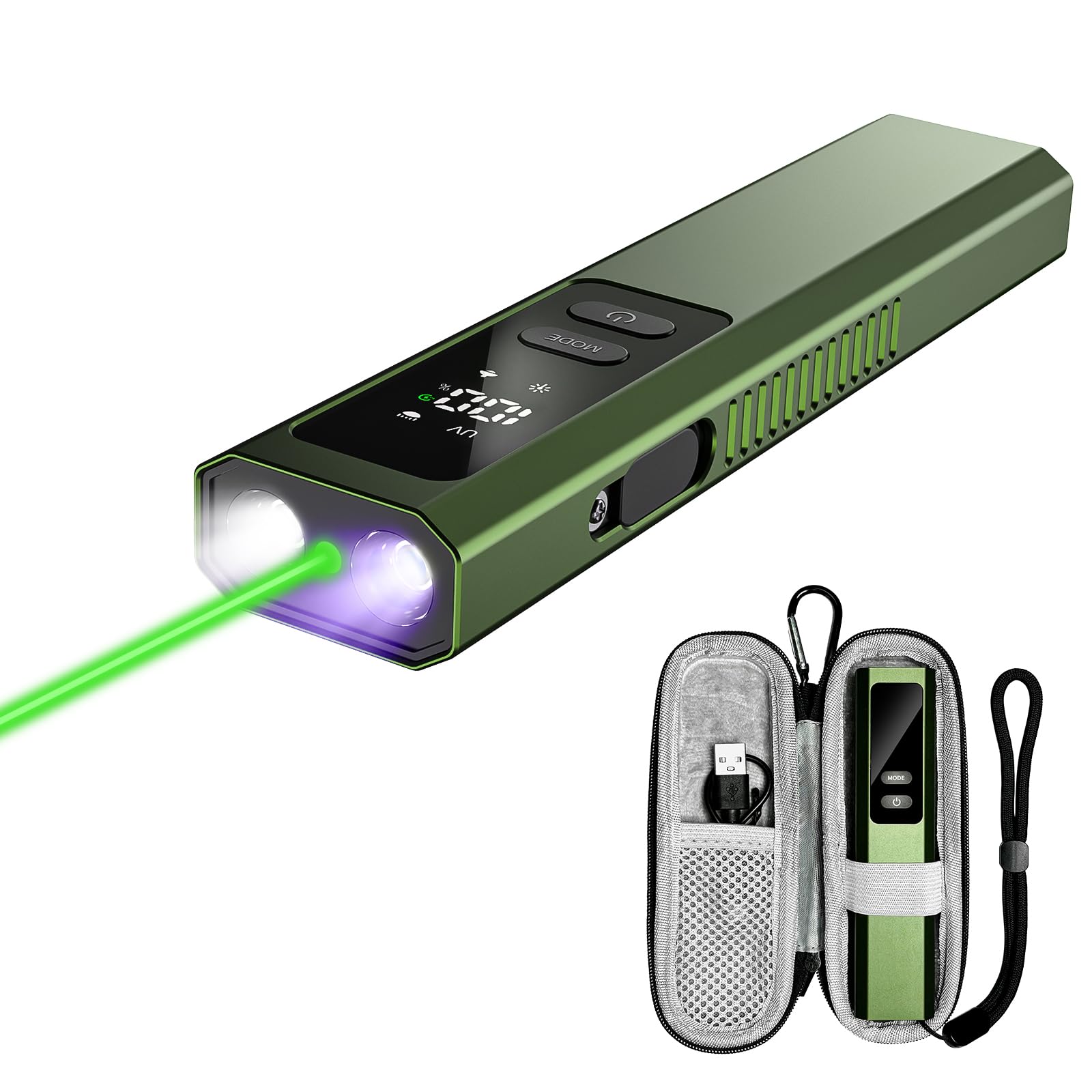 Photo 1 of Nexarion EDC Flat Flashlight, Magnetic Base & Clip, Rechargeable Portable Flash Light, High Lumens with White LED, UV and Green Beam for Working, Emergency, Camping, Everyday Carry?Green?