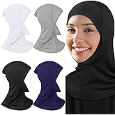 Geyoga 4 Pcs Modal Hijab Cap for Women | Adjustable Muslim Stretchy Turban Hijab Scarf for Women Full Cover Shawl Cap Full Neck Coverage for Lady
