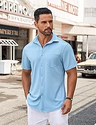 COOFANDY Mens Dress Shirts Short Sleeve Regular Fit