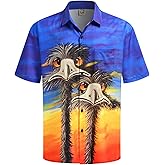 Hardaddy Men's Hawaiian Shirt Short Sleeve Funny Printed Casual Button Down Aloha Shirt