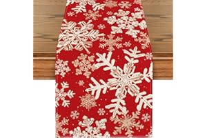 Artoid Mode Red Snowflakes Christmas Table Runner, Winter Holiday Kitchen Dining Table Decoration for Home Party Decor 13x72 Inch