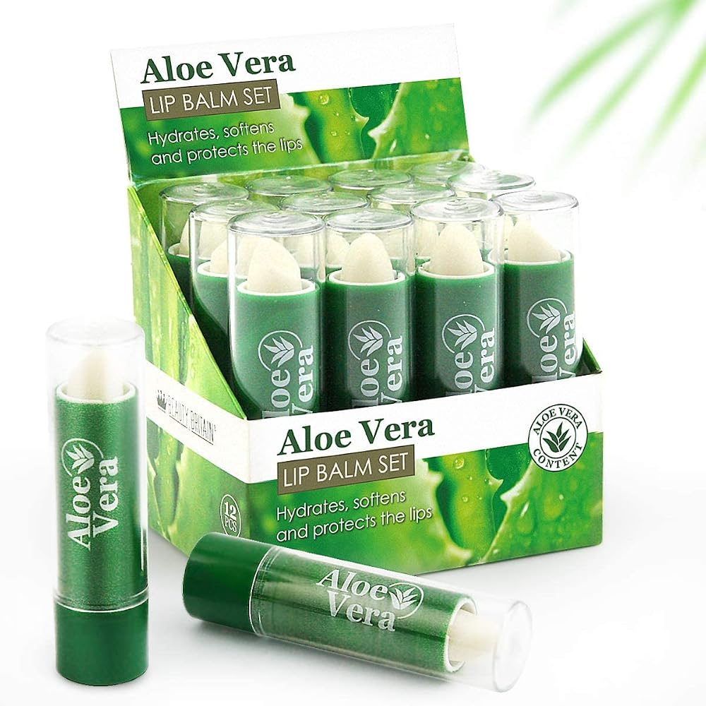 Beauty4Britain 36 Aloe Vera Lip Balm Full Size Unisex Hydrating Moisturizing UK