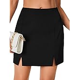 Rooscier Women's Split Hem High Waist Side Zipper A Line Office Basic Mini Skirt