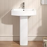 Eridanus Bathroom Pedestal Sink 23x18 Ceramic Single Hole with Overflow | Vitreous China Construction, Rectangular Design, Pre-Drilled Single Hole, Easy to Clean, 1.75in Standard Drain Opening