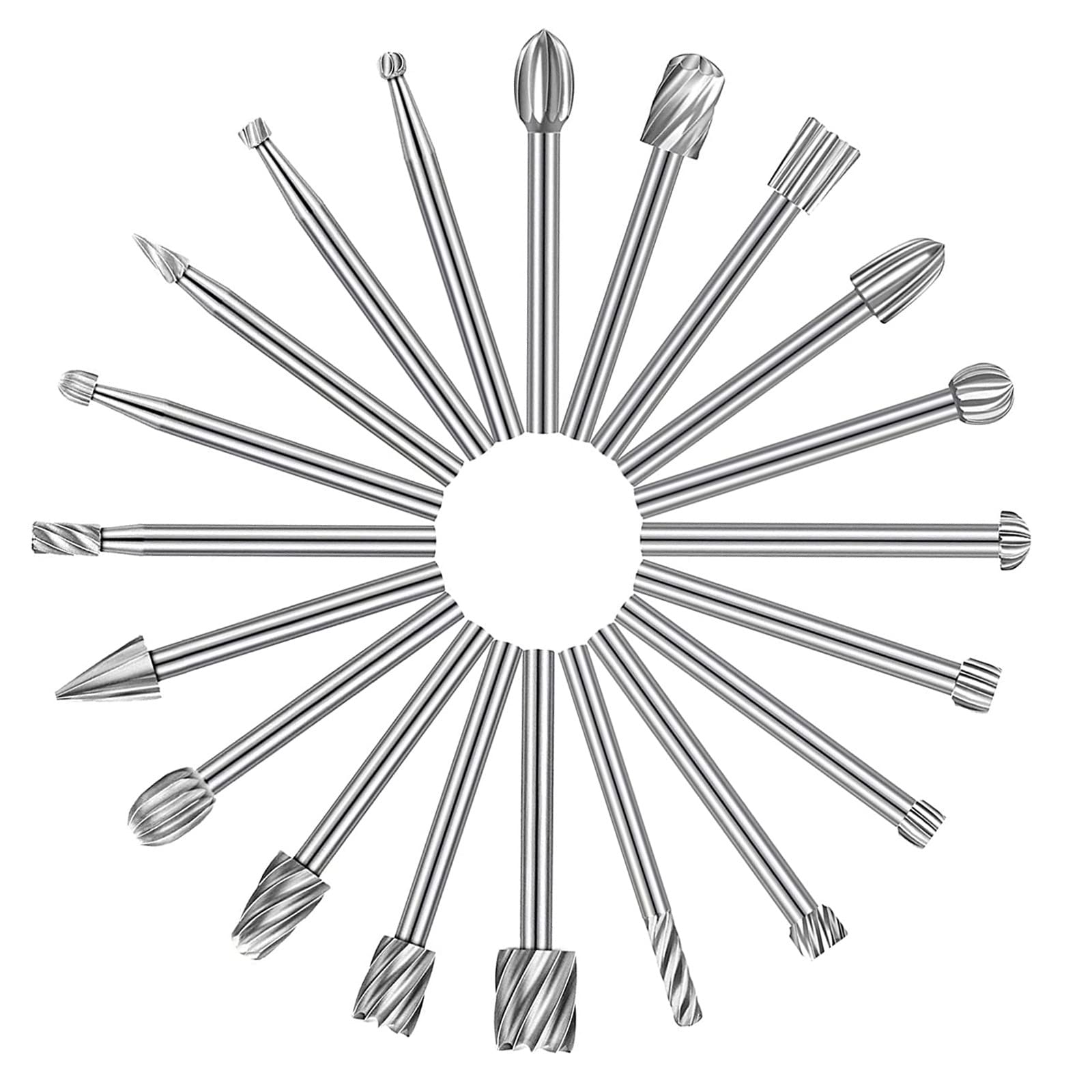 20Pcs Carving Bits Wood Engraving Router Bit with 1/8"(3mm) Shank, HSS Different Burr Set to Meet Your Different Needs Durable Rotary Tools Accessories for DIY Woodworking Carving