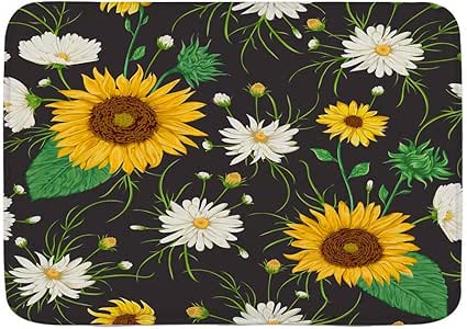 N\A Alfombra de baño, Girasoles y Flores de manzanilla Blanca