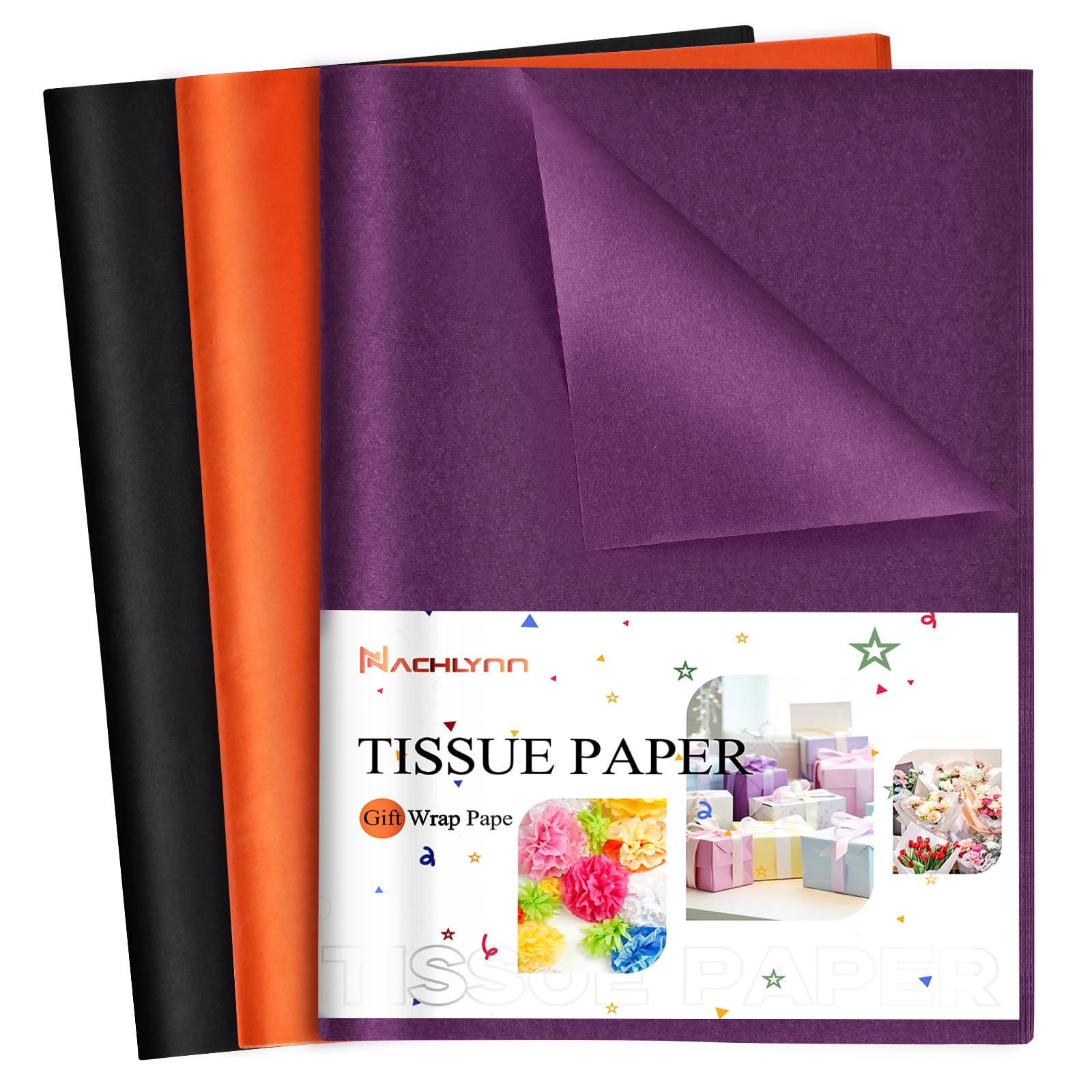 Photo 1 of NACHLYNN 90 Sheets Halloween Tissue Paper Bulks 14 x 20inch Halloween Gift Wrapping Paper for Crafts Packaging Floral Pompoms Confetti Holiday Birthday Party Decorations