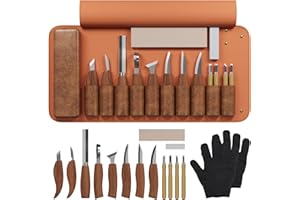 RexTact Wood Carving Kit Deluxe Hand Carving Tool Set, 16 Wood Whittling Kit High-Carbon Steel, Wood Art Tools 8 Whittling Knives & 4 Detail Carving Knives for Beginner &Professional Christmas Gift