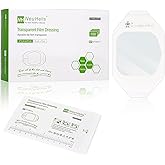 NeuHeils Transparent Film Dressing 2 3/8'' x 2 3/4'', 100 Pack, Waterproof Wound Cover Bandage, Clear IV Catheter Tape, Adhesive Patch, Shower Shield