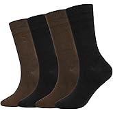 BampooPanPa Dress Socks for Men, 4 Pairs Comfortable Crew Moisture Wicking Men Socks, Seamless Stretchy Casual Sports Socks
