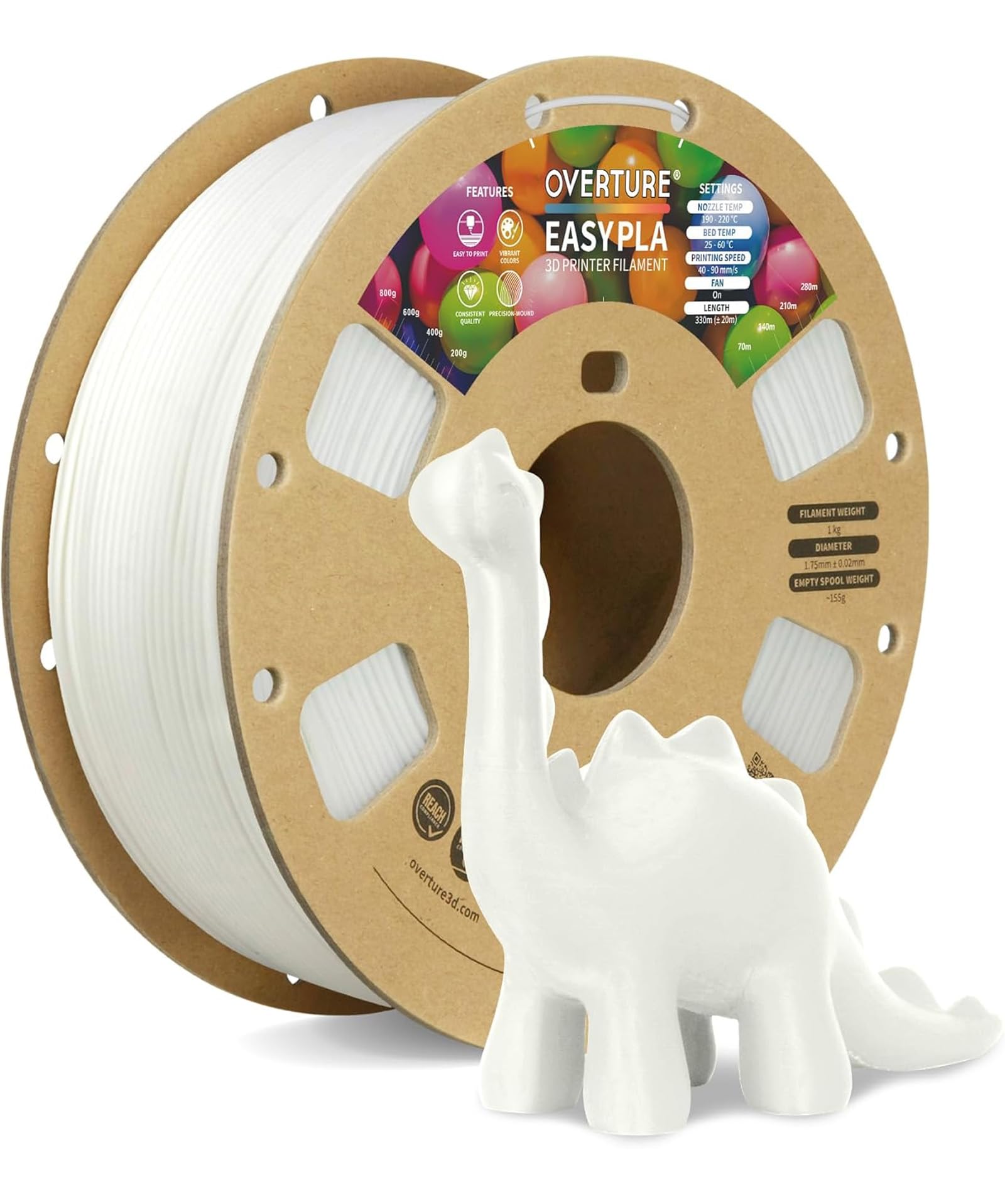 OVERTURE Easy PLA 1.75mm 3D Printer Filament, 1kg