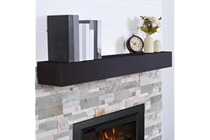 TECANA Fireplace Mantel 48 Inches - Rustic Floating Mantel Shelf - Solid Wood Mantel with Invisible Support Bracket - Wall Mantel Shelf for Farmhouse (48" L x 8" D x 5" H, Dark Brown)