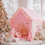 Wilwolfer Princess Play Tent for Kids Indoor Beige Pink 77x113x115 cm view 2