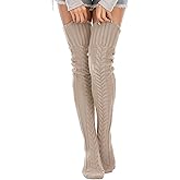 SherryDC Women's Cable Knit Thigh High Socks Winter Boot Stockings Extra Long Over Knee High Leg Warmers