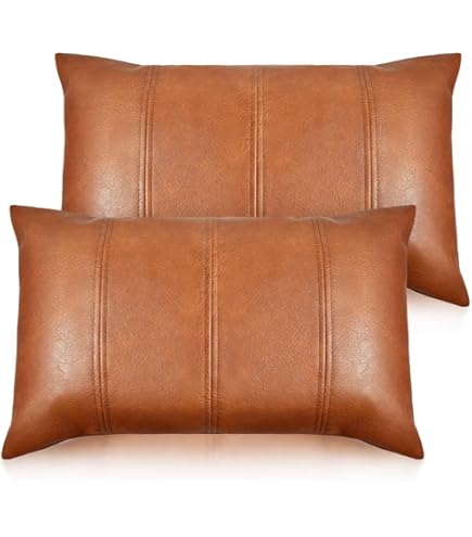 Amazon.com: HOMFINER Faux Leather Lumbar Decorative Throw Pillow