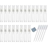 Elfenstal- 20pcs Mini Clear 5ml 1/6OZ Atomizer Fine Mist Empty Glass Bottle Spray Refillable Fragrance Perfume Scent Sample B