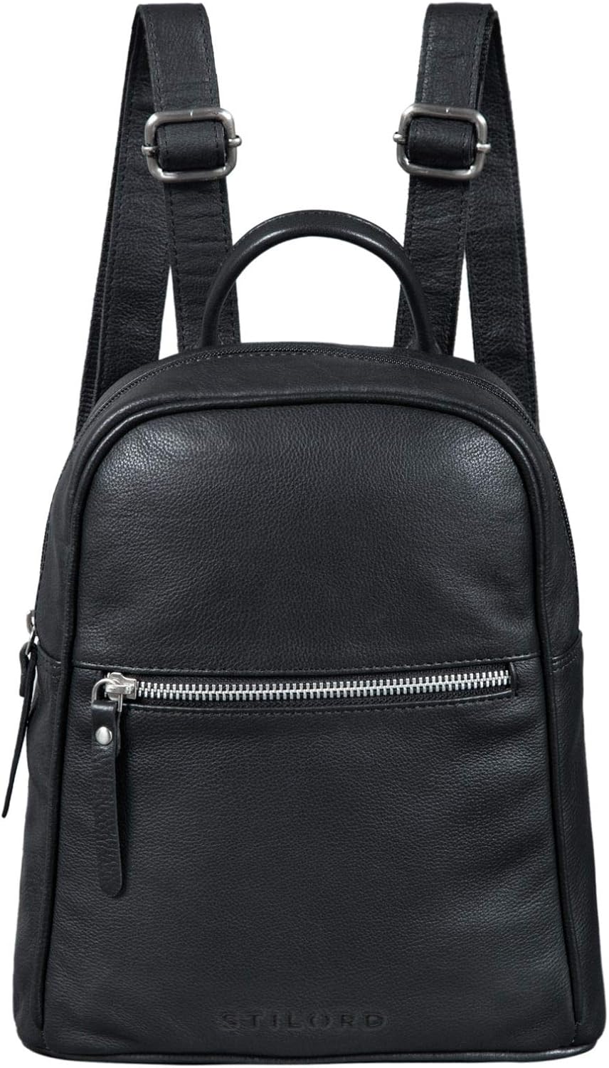 STILORD "Scarlett" Backpack Womens Leather Small Vintage Shoulder Hand-Bag Purse City Shopping Rucksack Daypack Genuine Leather Colour:Black - Image 4