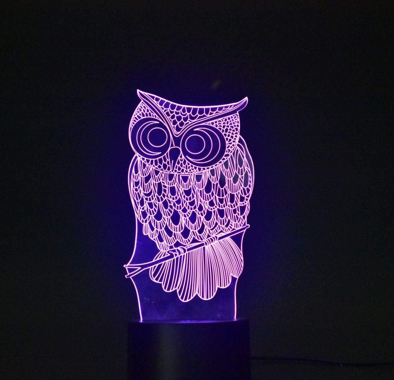 3d Owl Night Light, 7color Children's Slideshow with Smart Touch and Remote Control LED Night