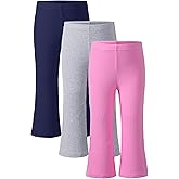 ZUEMET 3 Pack Toddler Girl Flare Pants Baby Girls Ribbed Leggings Infant Bell Bottoms Clothes Size 18M-5T