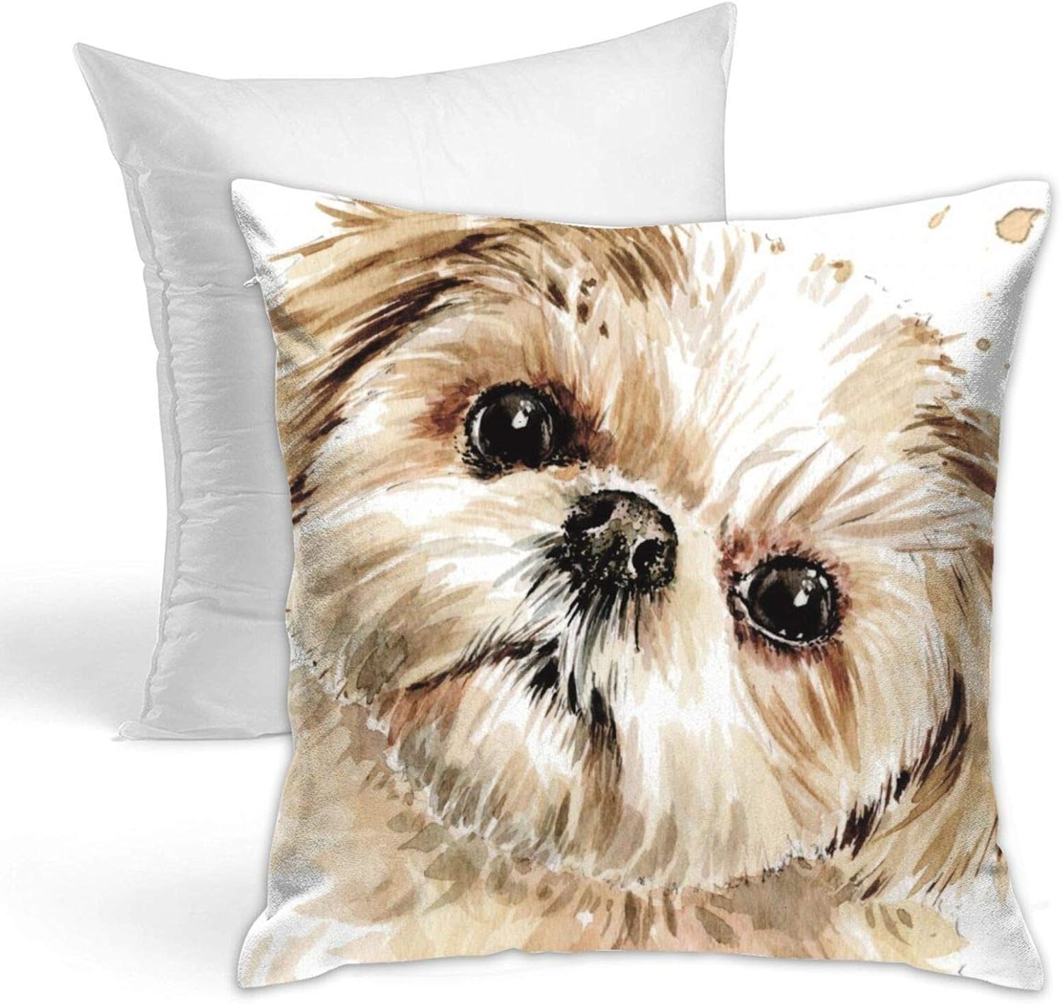 KIENGG Shih Tzu Puppy Painting Decorative Throw Pillow for Bed Couch Cushion Cover