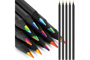 AccuPrints 12 Colors Rainbow Pencils for Kids Adults, Rainbow Colored Pencil Art Supplies for Girls Boys, Black Wooden Multi 
