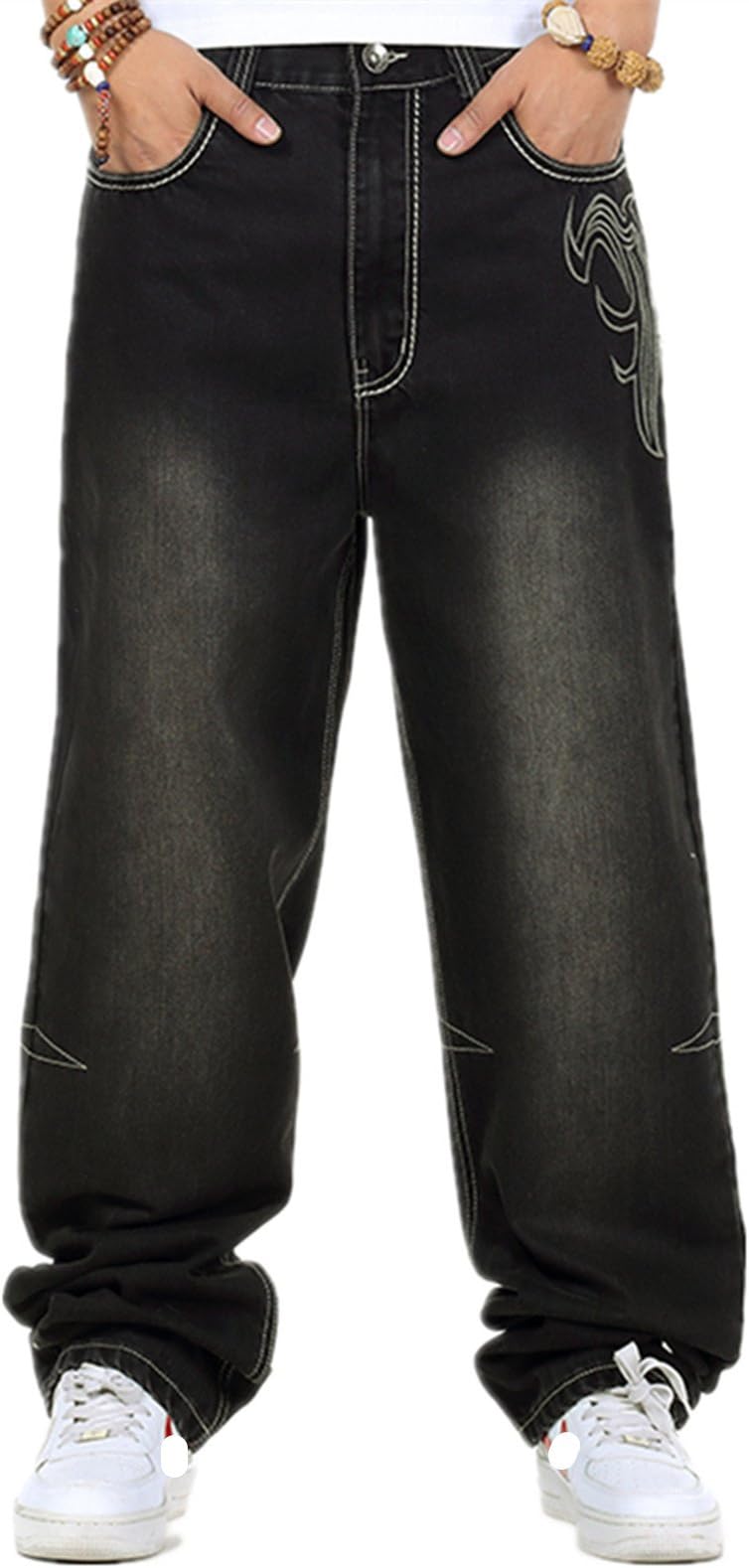 WoowTry Men's Nightclub Hip Hop Baggy Denim Jeans