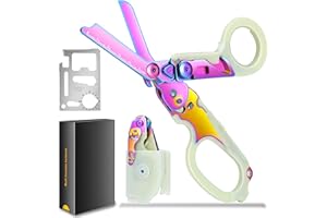 ZHEJIBBANG Trauma Shears Foldable with Compatible Holster, Multi Tool Emergency Response Trauma Shear for Nurses, Multi-function Outdoor EMT Tactical XShears, Trauma Scissors with Gift Box(Luminous Magic)