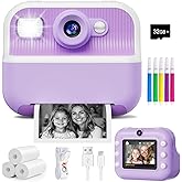Instant Camera, Front Rear Dual Selfie Kids Camera with 1080P Videos, Holiday Birthday Gifts for Kids Age 3-12, Toddler Portable Travel Print Digital Camera Toy for 4 5 6 7 8 9 Year Boys Girls