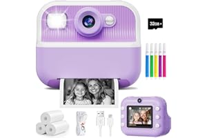 DUDUDRAGON Instant Camera, Front Rear Dual Selfie Kids Camera with 1080P Videos, Holiday Birthday Gifts for Kids Age 3-12, Toddler Portable Travel Print Digital Camera Toy for 4 5 6 7 8 9 Year Boys Girls