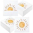50 PCS Boho Sun Paper Napkins First Trip Around The Sun Birthday Party Napkins Boho Hippie Sunshine Disposable Luncheon Napkins for Baby Shower Birthday Party Supplies, 6.5 x 6.5 inch