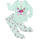 QPANCY Girls Pj Set Unicorn/Mermaid Pajamas Kids Fall Winter Cotton Sleepwear