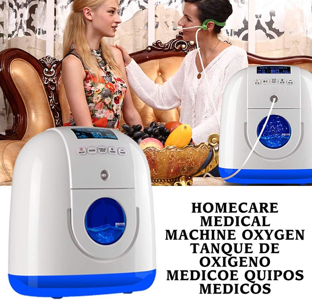 ZNXY Portable O2 Generator Machine, 1-5L/min Home Travel Air Purifier Work Silent with air Purifier Function Ozone Generator