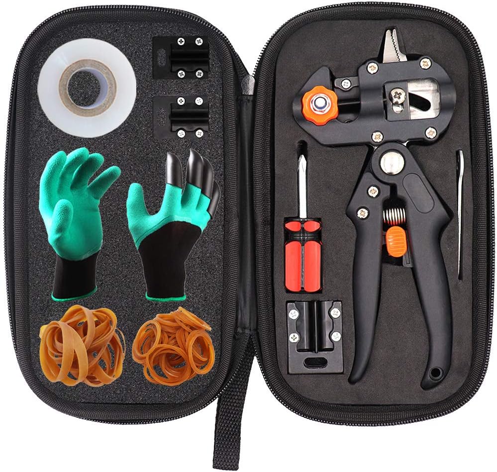 HAINABC Garden Grafting Tools, Professional Pruning Scissors Grafting Fruit Trees, Grapes, Plants Grafting Pruning Tools with Gardening Gloves and Grafting Tape