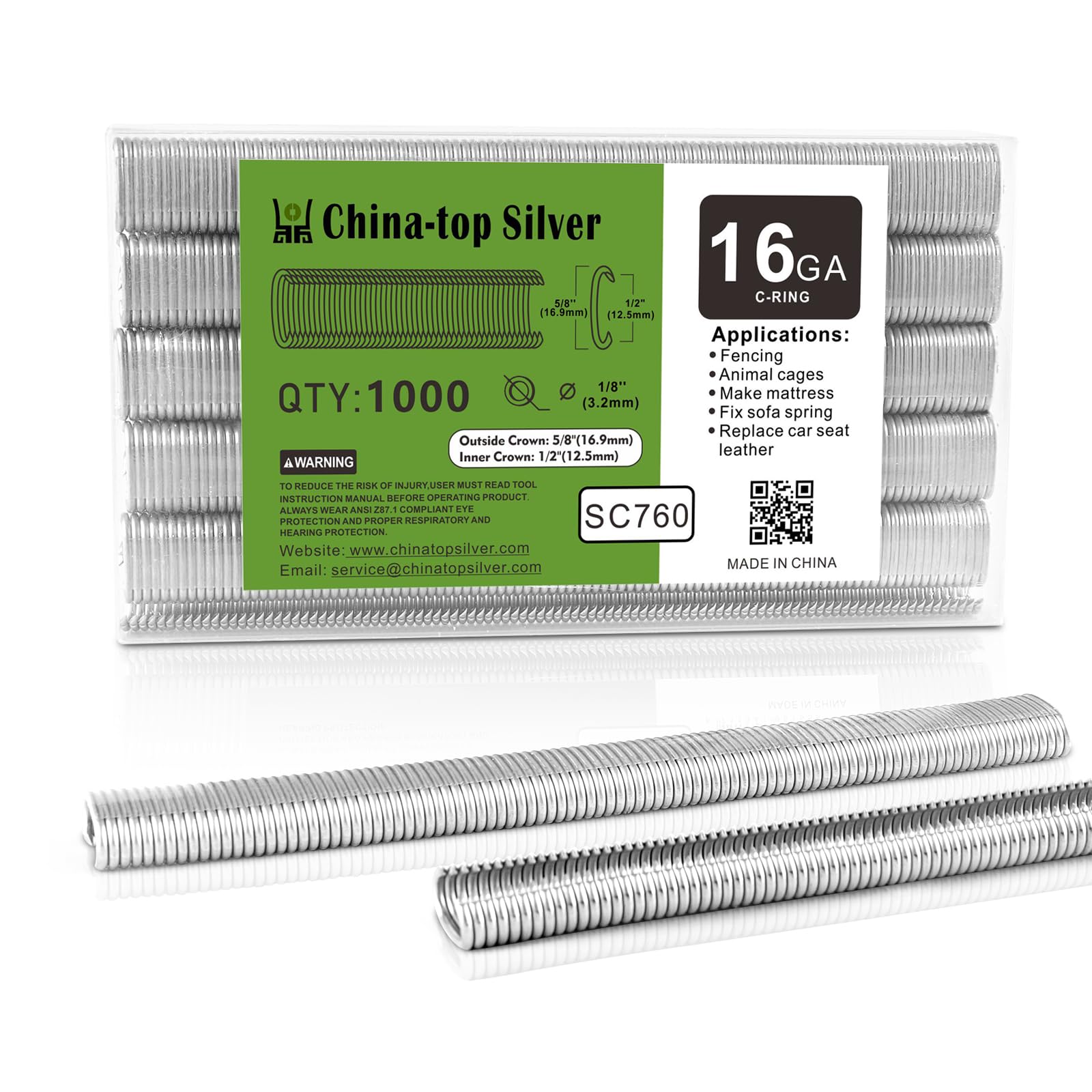 China-top Silver 16 Gauge Galvanized Hog Ring Staples, 12.5mm Crown, 1000PCS/Pack, Wire Fencing Staples for Wire Cages, Fencing, Fastening