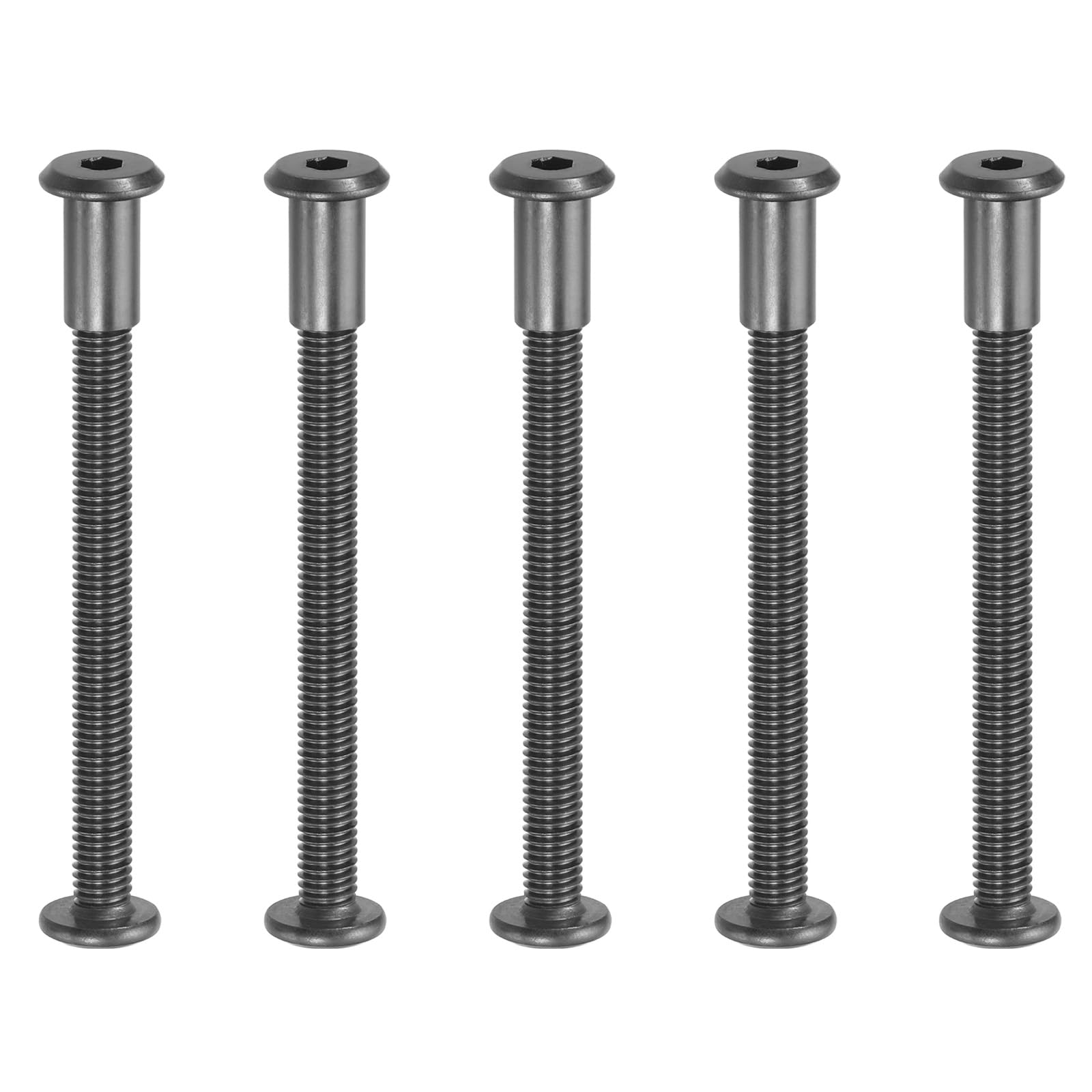 PATIKIL M8 x 60 mm Hex Chicago Screws, 5 Set Binding Screw Posts Connecting Hex Drive Socket Cap Bolt Nuts for Scrapbook Leather Belt Album Photo Furniture Repair, Black