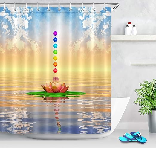 Amazon Com Lb Zen Lotus Flower Shower Curtains Spiritual Meditation Theme Sky Water Chakras Spiritual World Shower Curtain Set For Bathroom Decor 70x70 Inch Waterproof Fabric Shower Curtain With Hooks Furniture Decor