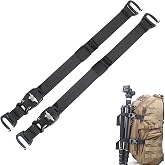 MOLLE Tactical Straps for Backpack, Compression Tie Down, Black, 2-Pack | Adjustable 7.5-22 in, 1000D nylon webbing, PALS compatible, G-hook ends, non-slip cam buckle, tripod, sleeping bag, rucking