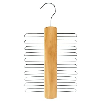 Hangerworld Wooden 20 Bar Tie Rack Hanger - Scarf, Belt, Accessory Organiser