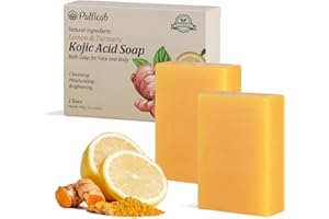 PALFICAB Lemon Turmeric Kojic Acid Soap for Women – Kojic Acid Soap with Turmeric, Vitamin C, Coconut Oil, Tea Tree Oil, and Shea Butter, Gifts for Women, Includes 2 bars