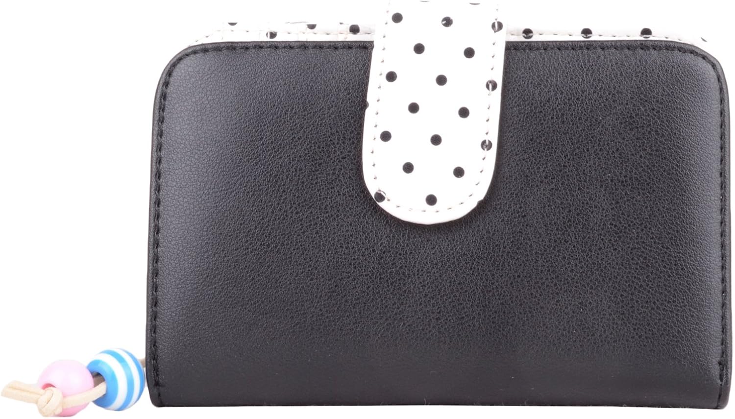 Womens Bi-Fold Faux Leather Polka Dot Money/Coin Holder/Purse - Black