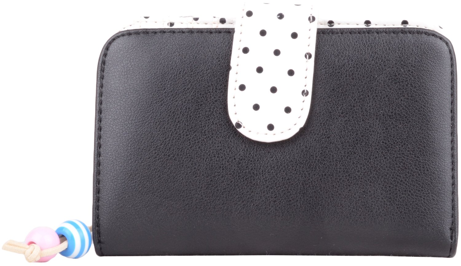 Womens Bi-Fold Faux Leather Polka Dot Money/Coin Holder/Purse - Black