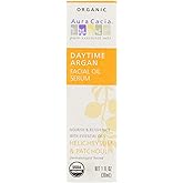 Aura Cacia Daytime Argan Facial Oil Serum, Organic Face Serum with Pure Essential Oils - Nourishing Blend of Argan, Jojoba, Helichrysum and Patchouli | 1 Fl Oz (Pack of 1)
