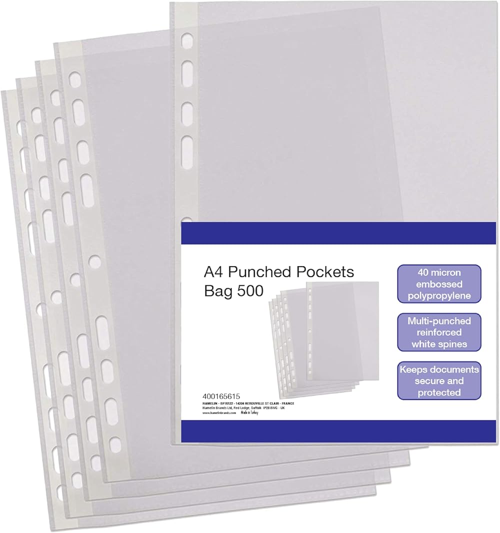 SUMMIT A4 Punched Pockets 500 Clear Sleeves Reinforced Multi-Punched Spine 40