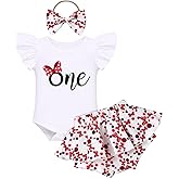 IMEKIS Baby Girls 1st Birthday Outfit Sunflower Peach Romper + Ruffled Shorts + Headband Set for Cake Smash Photo Shoot