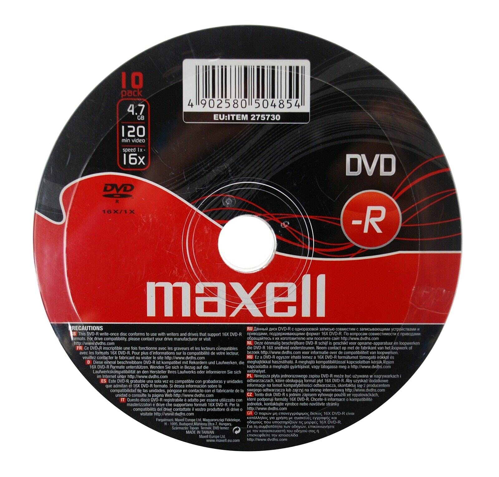 Maxell DVD-R 16x 10-Piece Shrink Wrap.