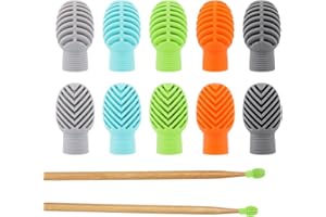 10pcs Drumstick Protector, 5 Colors Silicone Quiet Tips Mute Pads for Silent Drum Practice Drumstick Dampeners Drum Stick Acc