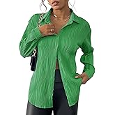 YKR Womens Textured Button Down Shirt Long Sleeve Button Up Shirts Casual Work Office Blouse